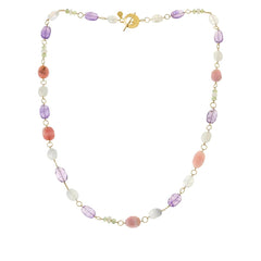 Rarities Sterling Silver Goldclad Multi-gemstone Station Necklace, 34"