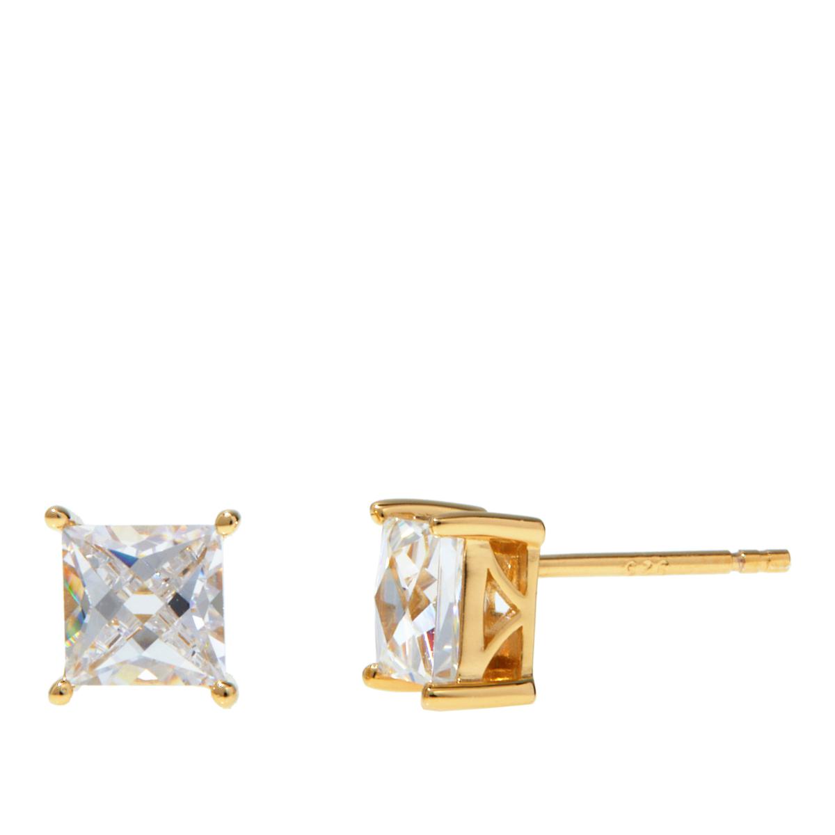 Absolute Sterling Silver Goldclad Heirloom Collection French-Cut Cubic Zirconia Stud Earrings