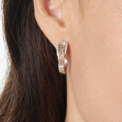 Colleen Lopez Sterling Silver .50ctw Champagne Diamond Buckle Huggie Hoop Earrings