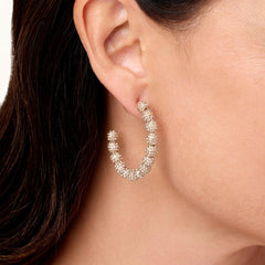 BaubleBar Goldtone Pave Ball Hoops, 1-1/4"
