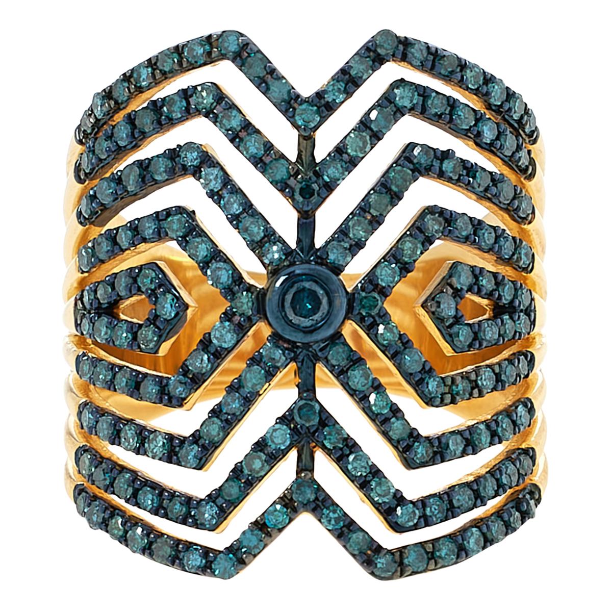 Rarities Sterling Silver 1ctw Blue Diamond Art Deco Ring, Size 5