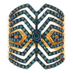 Rarities Sterling Silver 1ctw Blue Diamond Art Deco Ring, Size 5