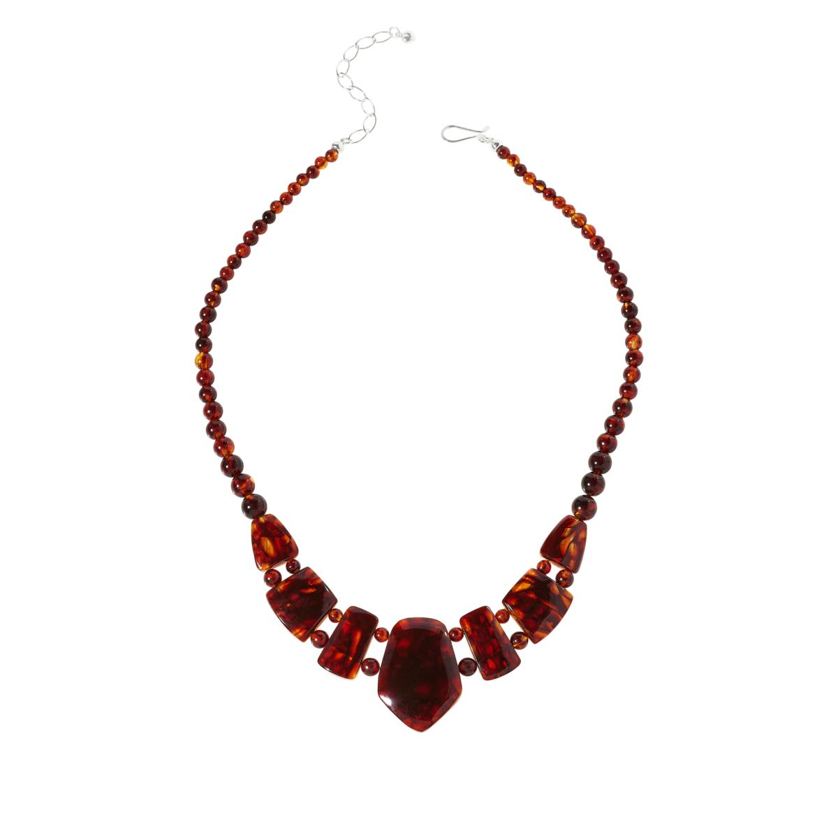 Jay king Sterling Silver Amber & Orange Spiny Reversible Necklace, 18"