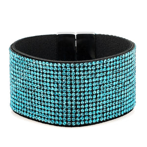 Stately Steel Magnetic Blue Crystal Bracelet – 8" Large