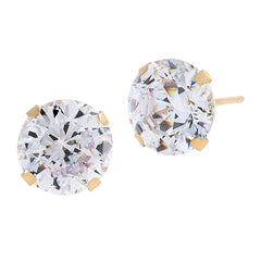 Absolute 10K Yellow Gold 100Facet Round Stud Earrings