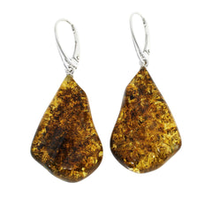 Amber Extraordinaire Freeform Green Amber Drop Earrings