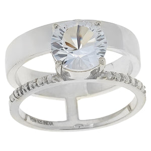 Herkimer Mines Sterling Silver Double Round-cut Solitaire Ring, Size 10