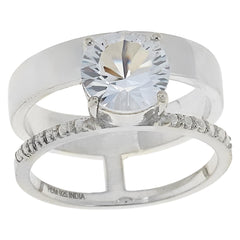 Herkimer Mines Sterling Silver Double Round-cut Solitaire Ring, Size 10
