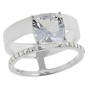 Herkimer Mines Sterling Silver Double Cushion-cut Solitaire Ring, Size 10