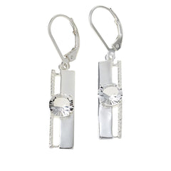 Herkimer Mines Sterling Silver Solitaire Round-shape Bar Drop Earrings.