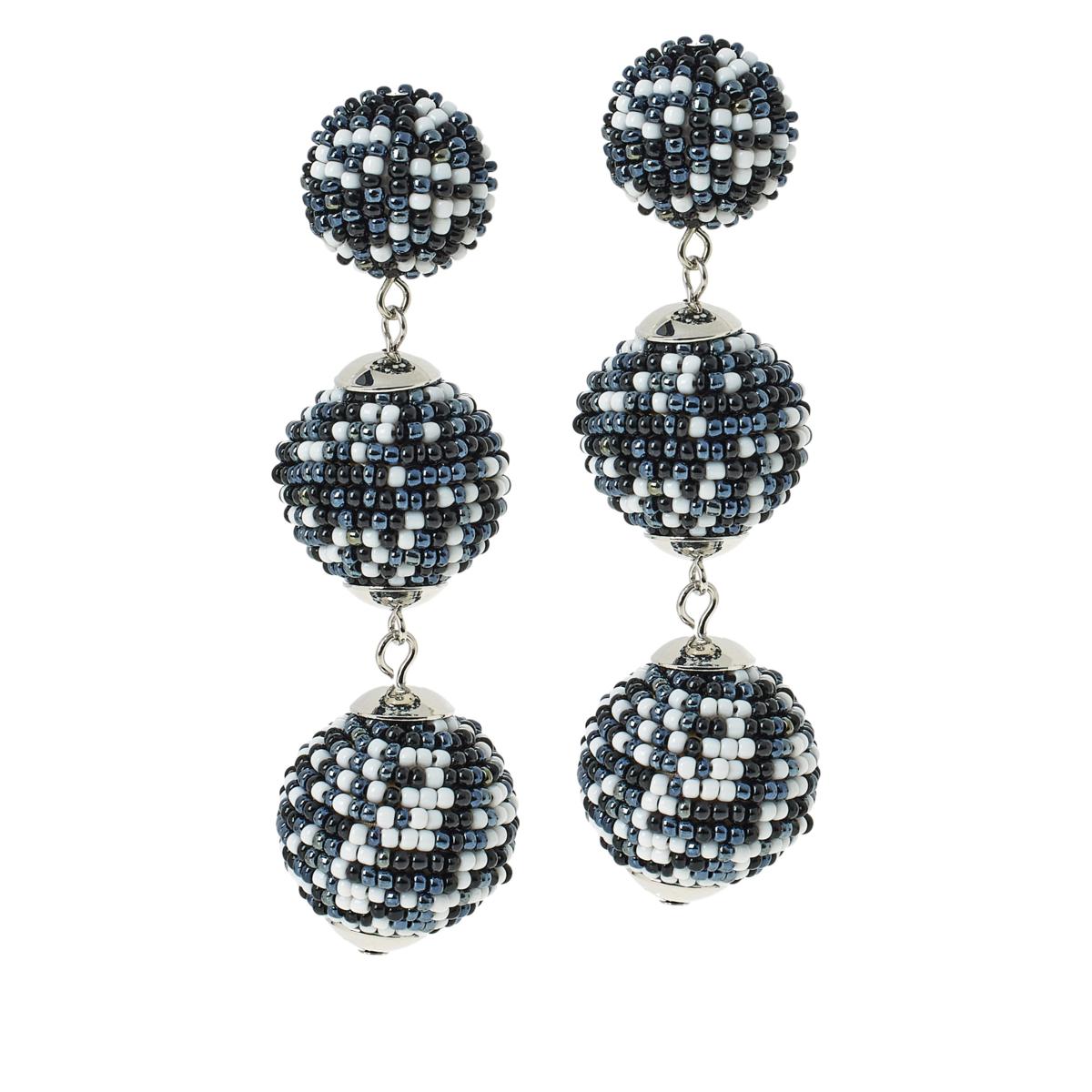 R.J. Graziano “Social Style” Seed Bead Ball Drop Earrings – Black