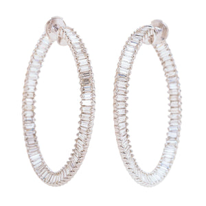 Made by Malyia 14K White Gold 1CTW Diamond Hoop Earrings