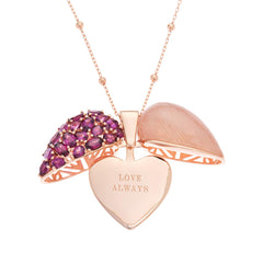 Colleen Lopez Sterling Silver Half-Garnet/ Rose Quartz Locket Heart Pendant Necklace, 20"