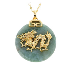 Jade of Yesteryear Sterling Silver Jade Chinese Zodiac "Dragon" Necklace, 18"