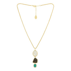 Connie Craig Carroll Goldtone Multi-gemstone  Pendant Necklace, 18"+2"