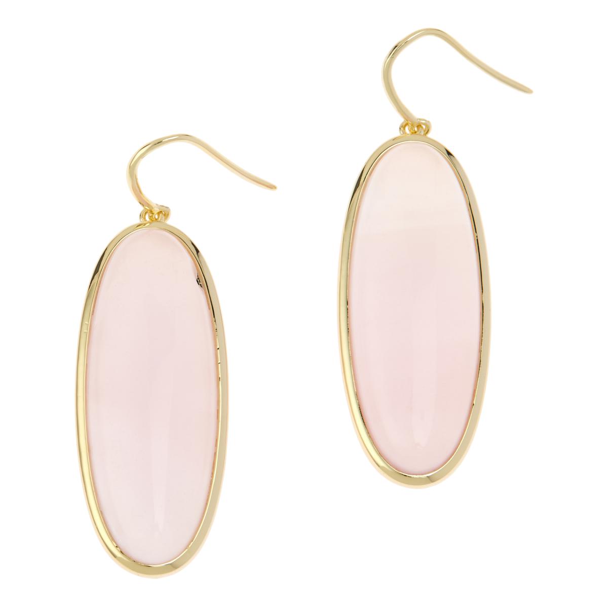 Connie Craig Carroll Jewelry Goldtone Hailey Chalcedony Drop Earrings, 2"