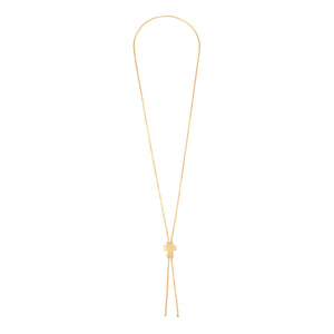 Bellezza Bronze Adjustable Box-Link Lariat Cross Necklace