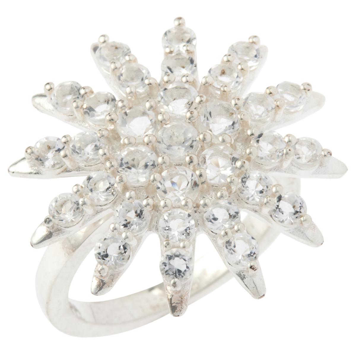 Herkimer Mines Silvertone "Diamond" Quartz Celestial Star Ring, Size 5