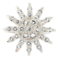 Herkimer Mines Silvertone "Diamond" Quartz Celestial Star Ring, Size 5