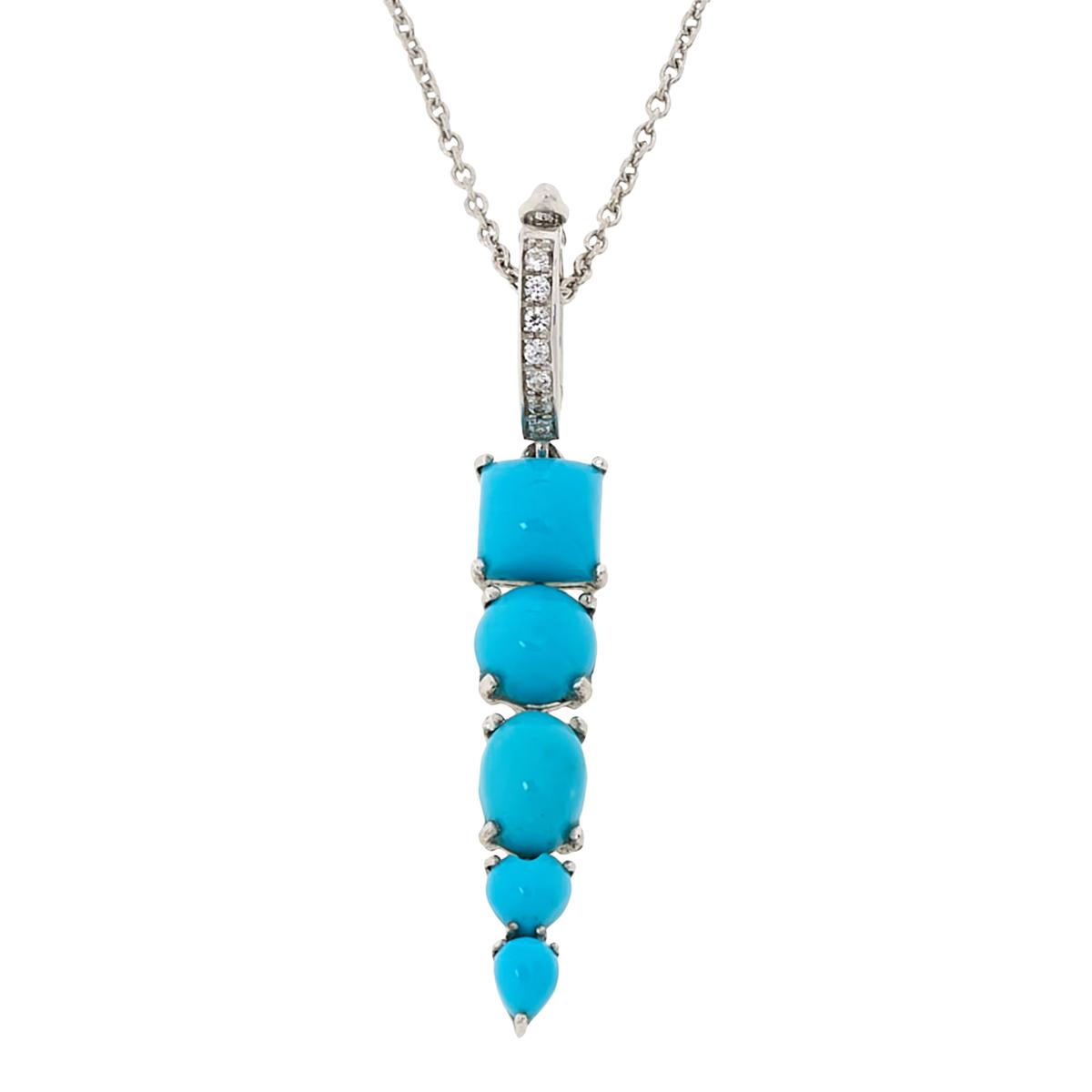 Colleen Lopez Sterling Silver Turquoise & White Zircon Enhancer Pendant Necklace, 18"