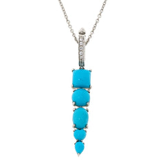 Colleen Lopez Sterling Silver Turquoise & White Zircon Enhancer Pendant Necklace, 18"