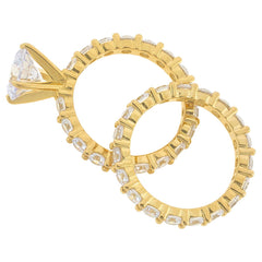 Absolute Sterling Silver Goldclad Solitaire Eternity  2piece Set Ring, Size 10