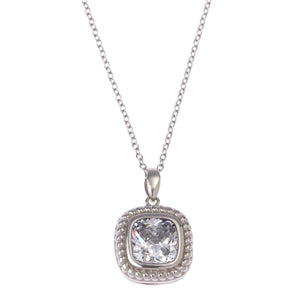 Absolute Sterling Silver 6.50ctw Rope Border Locket Square Pendant Necklace, 19"