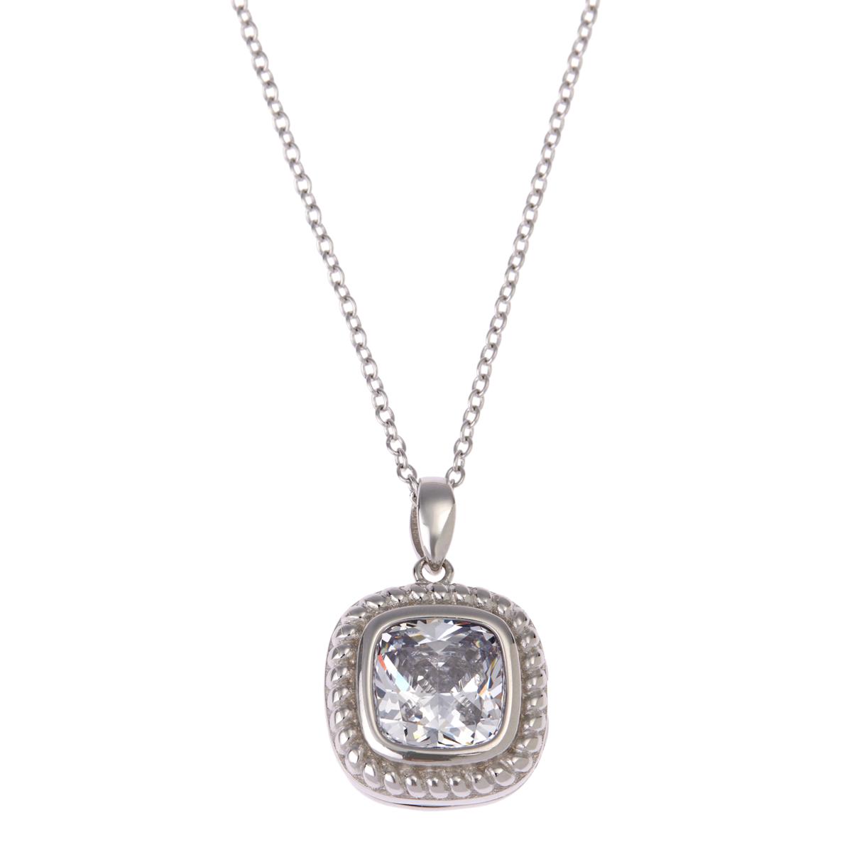Absolute Sterling Silver 6.50ctw Rope Border Locket Square Pendant Necklace, 19"