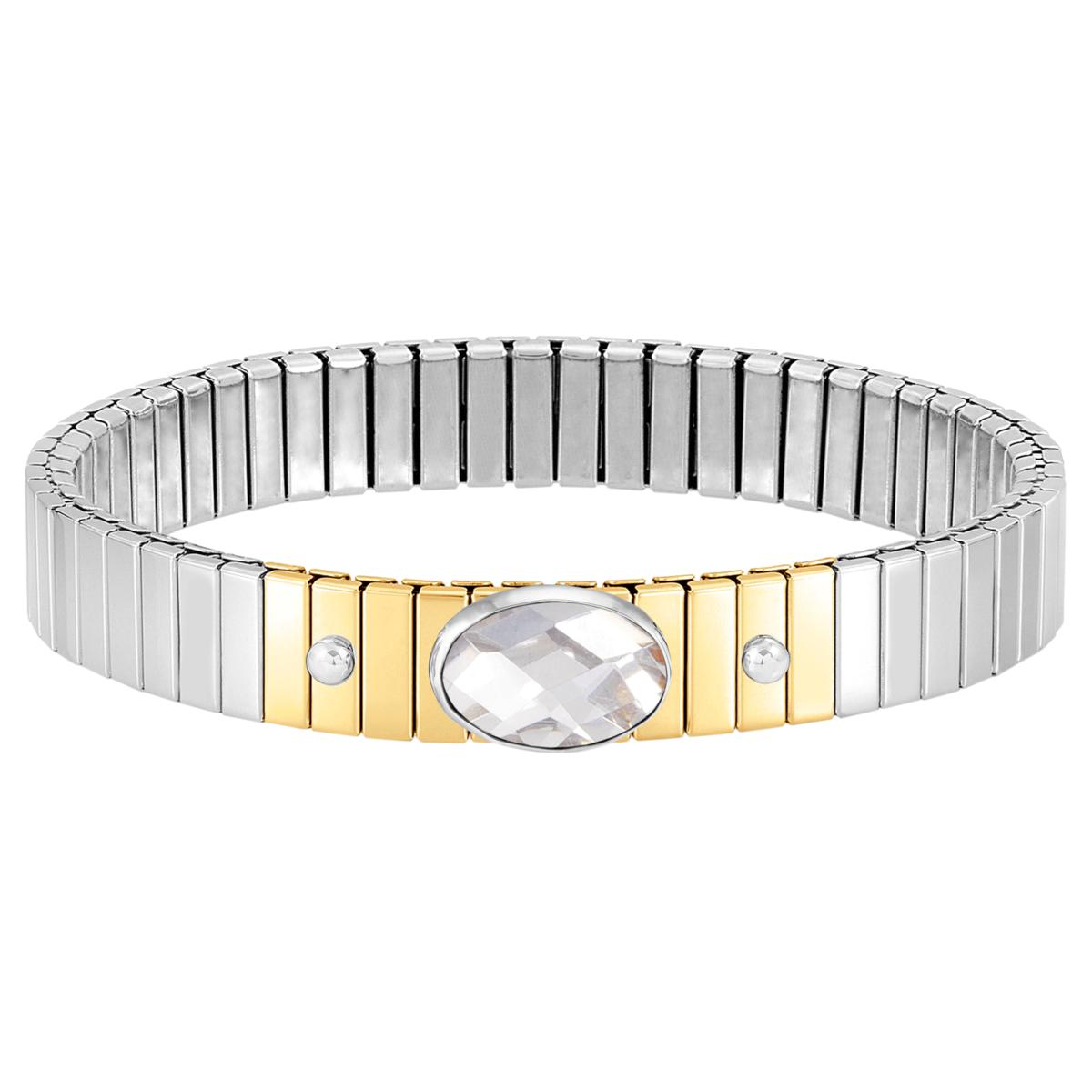 Nomination Extension Stainless Steel Yellow Plated Stretch White Crystal Bracelet