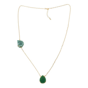 Kalifano Goldtone Green Stones Chain Necklace, 27"
