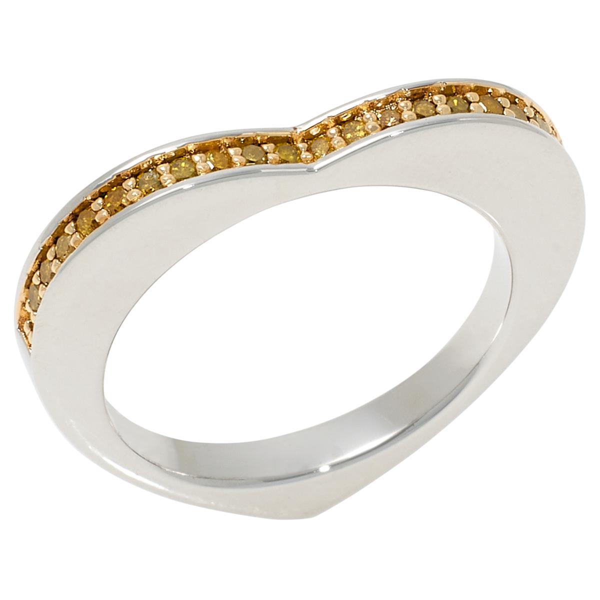 Colleen Lopez Sterling Silver 1/4CTW Yellow Diamond Heart Ring, Size 6