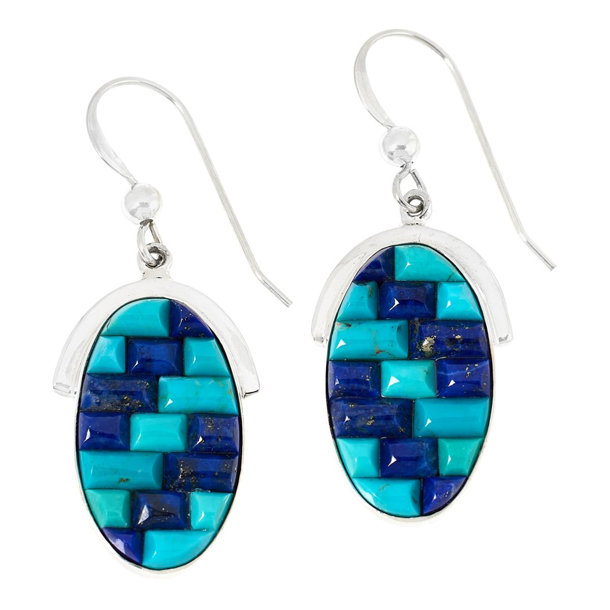 Jay King Sterling Silver Turquoise Royal Blue & Lapis Lazuli Drop Earrings.