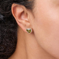 Jay King Sterling Silver Trilliant-cut Peridot Stud Earrings,