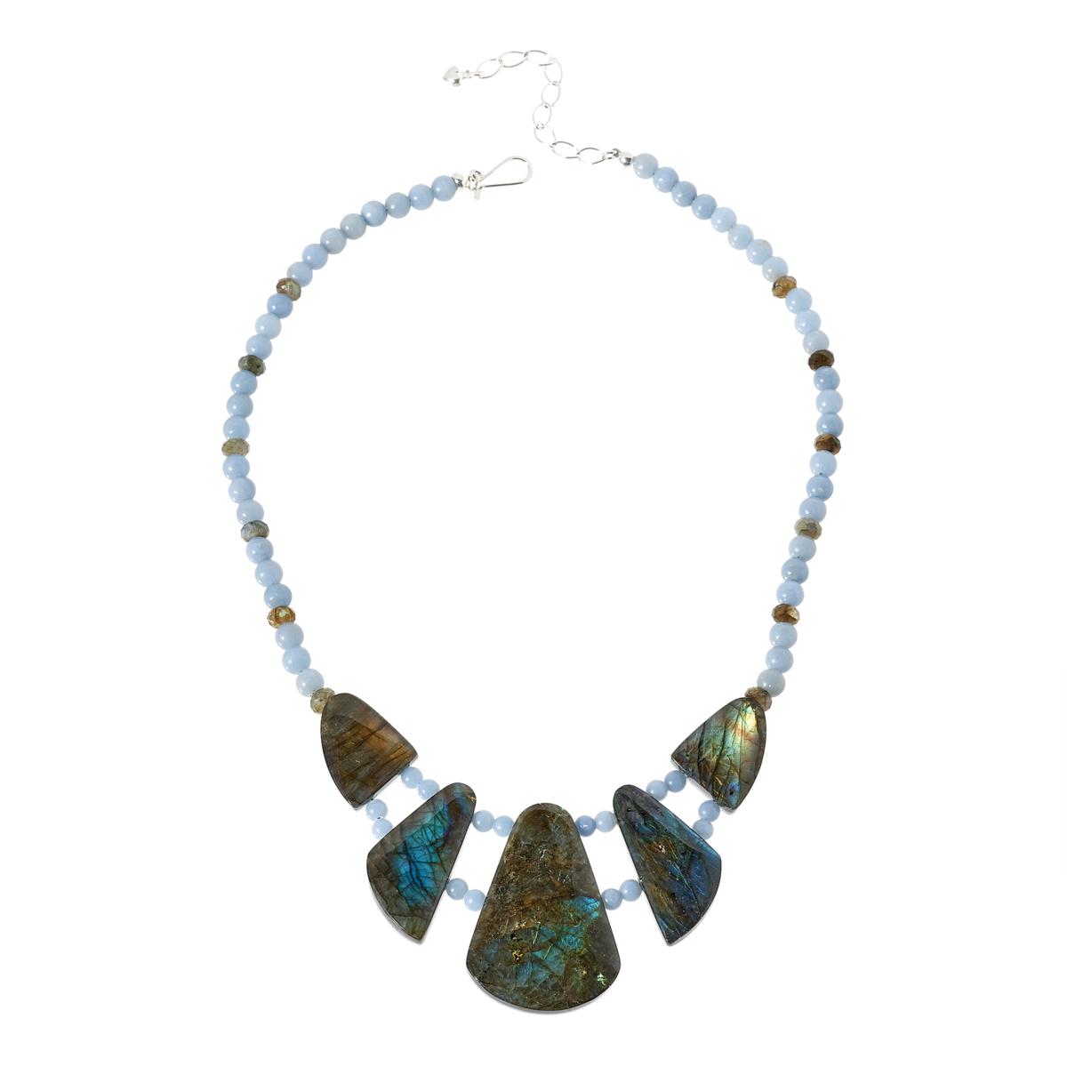 Jay King Sterling Silver Labradorite & Blue Anhydrite Reversible Necklace, 18"