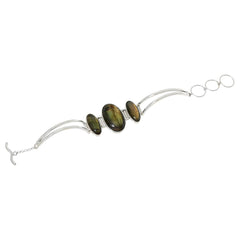 Jay King Gallery Collection Sterling Silver Labradorite Toggle Bracelet. (6-1/2" to 7-1/4")