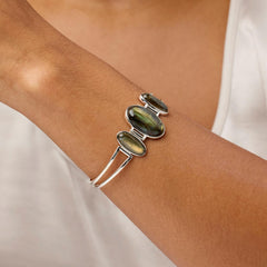 Jay King Gallery Collection Sterling Silver Labradorite Toggle Bracelet. (6-1/2" to 7-1/4")