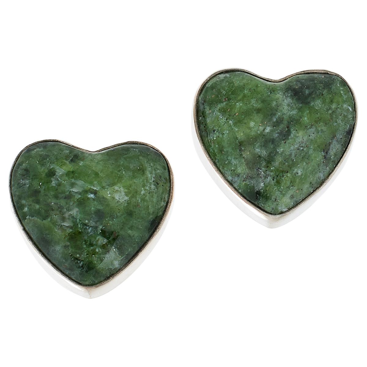 Jay King Sterling Silver Chrome Diopside Heart-shape Stud Earrings