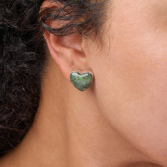 Jay King Sterling Silver Chrome Diopside Heart-shape Stud Earrings