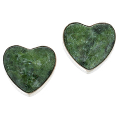 Jay King Sterling Silver Chrome Diopside Heart-shape Stud Earrings