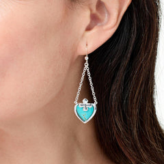Jay King Sterling Silver Chilean Turquoise Heart Drop Earrings, 2"
