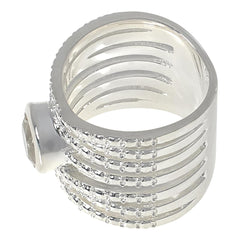 Herkimer Mines Silvertone "Diamond" Quartz Solitaire Wide Wrap Ring, Size 6