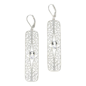 Herkimer Mines Sterling Silver Byzantine Drop Earrings, 2"