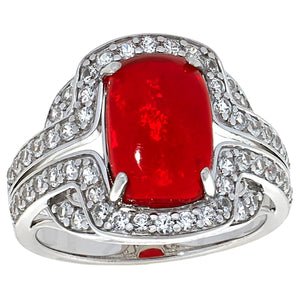 Colleen Lopez Sterling Silver Orange Opal & White Zircon Ring, Size 8