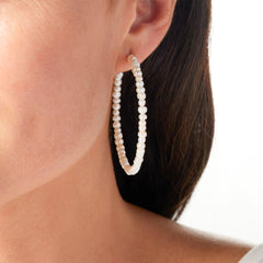 Kwan Collections White Cultured Freshwater Pearl Hoop Earrings