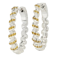 Colleen Lopez Sterling Silver 1/3ctw Yellow Diamond Twist Hoop Earrings