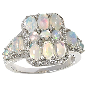 Colleen Lopez Sterling Silver Exotic Ethiopian Opal & Diamond Halo Ring, Size 6