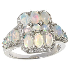 Colleen Lopez Sterling Silver Exotic Ethiopian Opal & Diamond Halo Ring, Size 6