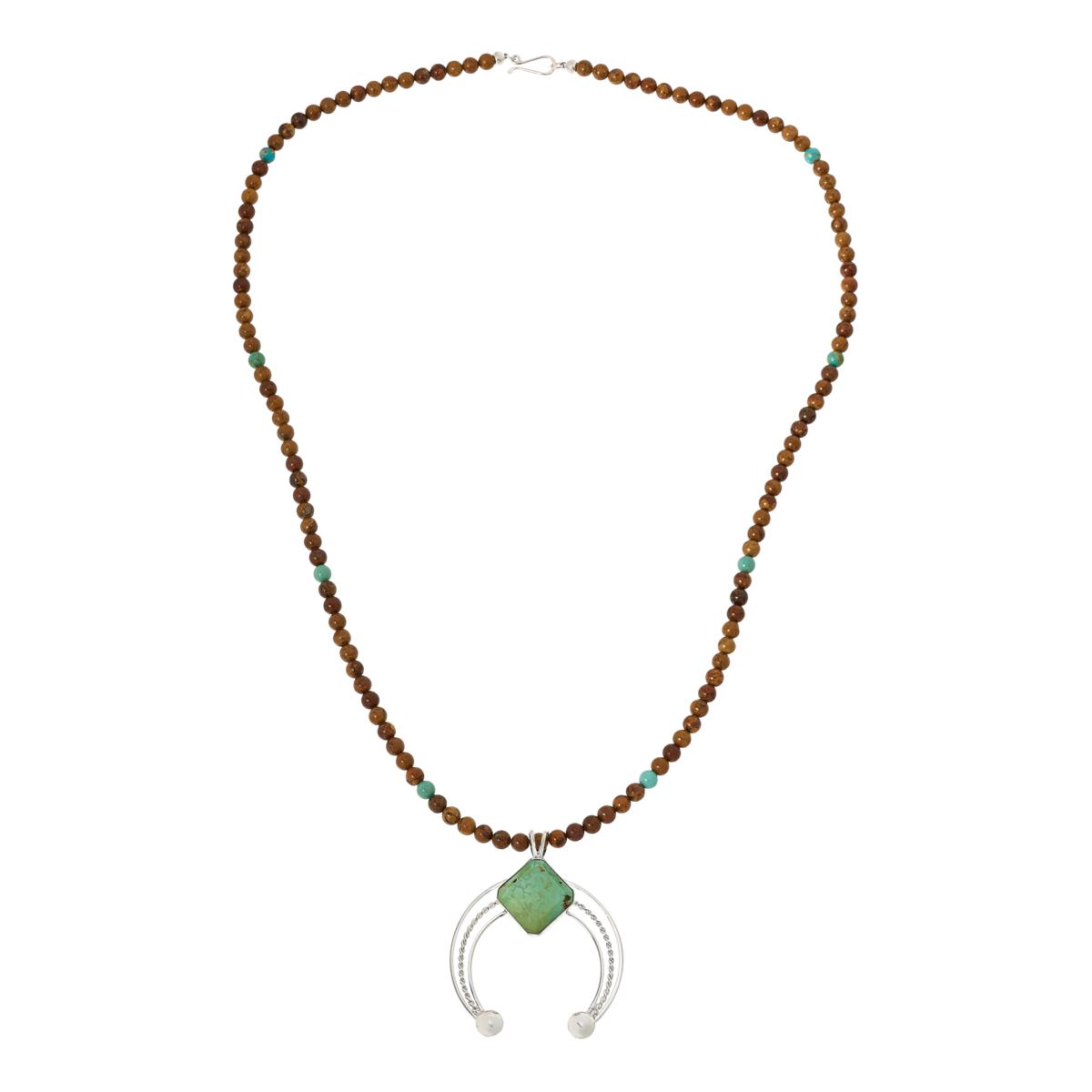 Jay King Sterling Silver Turquoise Pendant with Jarosite Beaded Necklace, 32"