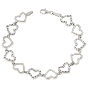 Absolute X Katharine McPhee Sterling Silver Pave Heart Bracelet, 7-1/4"