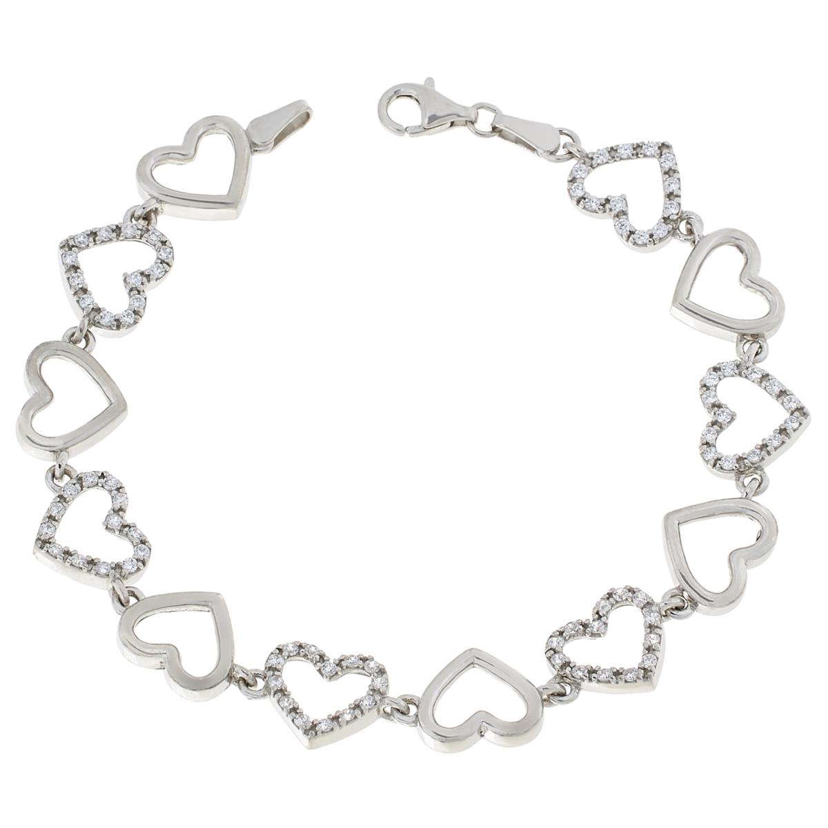 Absolute X Katharine McPhee Sterling Silver Pave Heart Bracelet, 7-1/4"